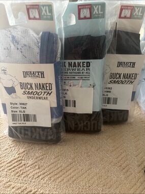 Duluth Trading Co Buck Naked Smooth Boxer Briefs - 2 black ,1 blue